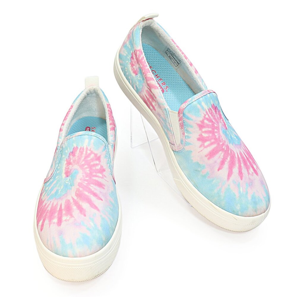 Skechers Womens Slip On Fashion Sneaker Poppy Hippy Hype Tie Dye Canvas Shoe 8.5